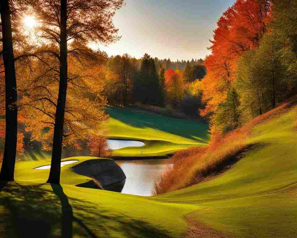 A disc golf course in Nebraska during fall.