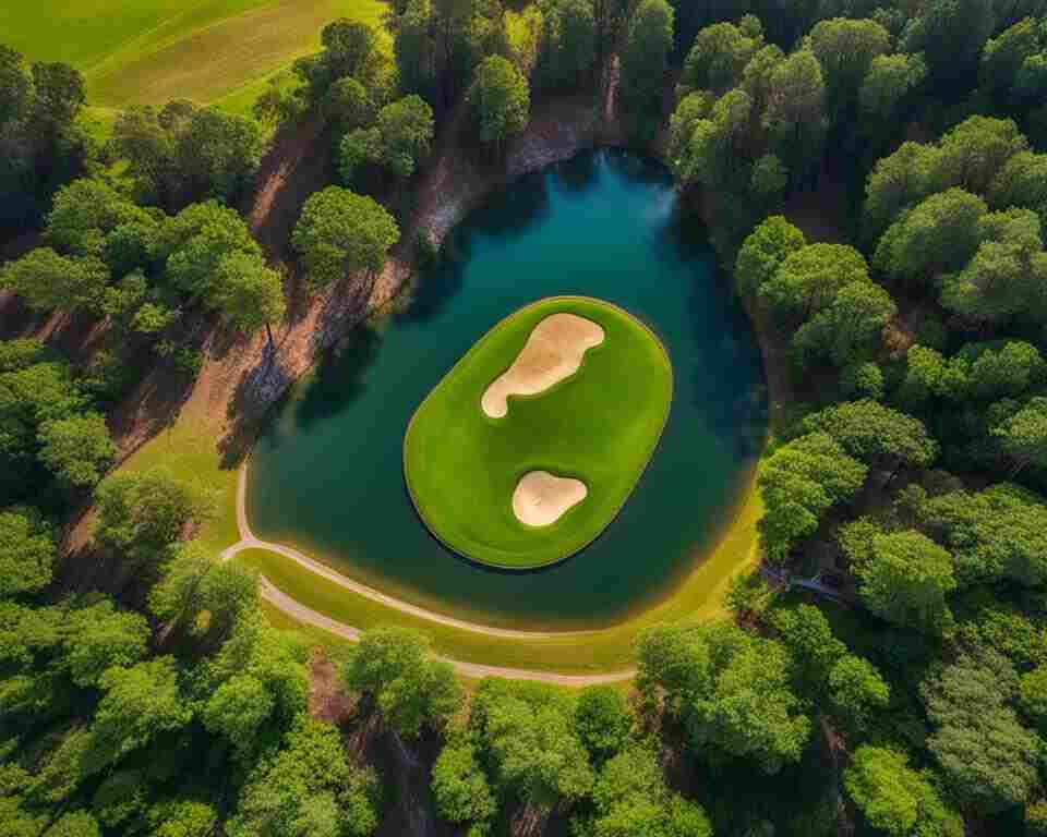 A bird's eye view of a South Carolina Disc Golf Course.