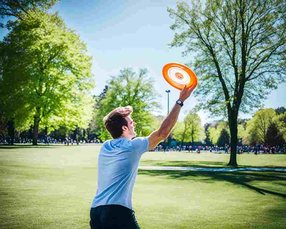 A person on a disc golf course about to tee off.
