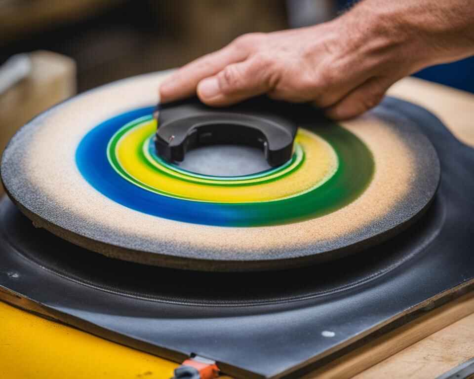 A person trying to repair a disc golf disc.