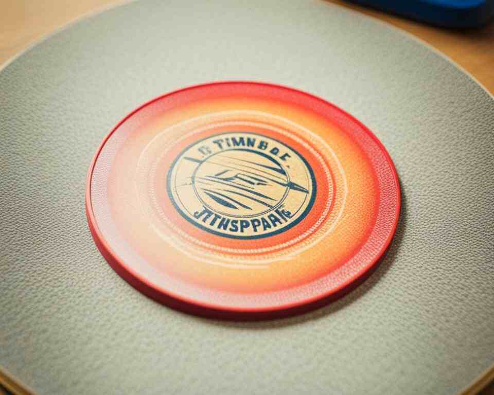 A sanded disc golf disc on a table.