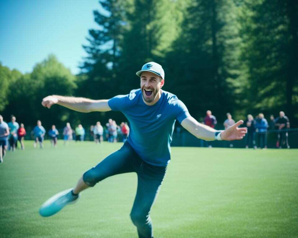 A disc golfer, happy with a disc's flight after sanding.