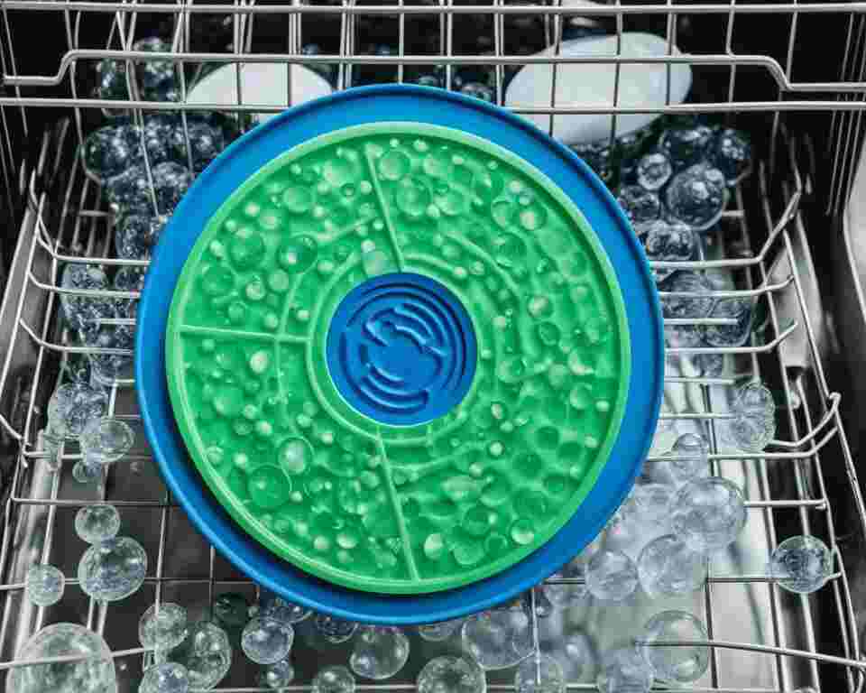 Cleaning a disc golf disc in the dishwasher.