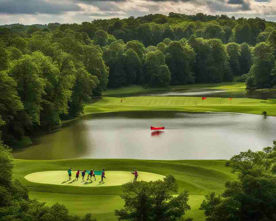 A view of a disc golf tournament at a Pennsylvania course.