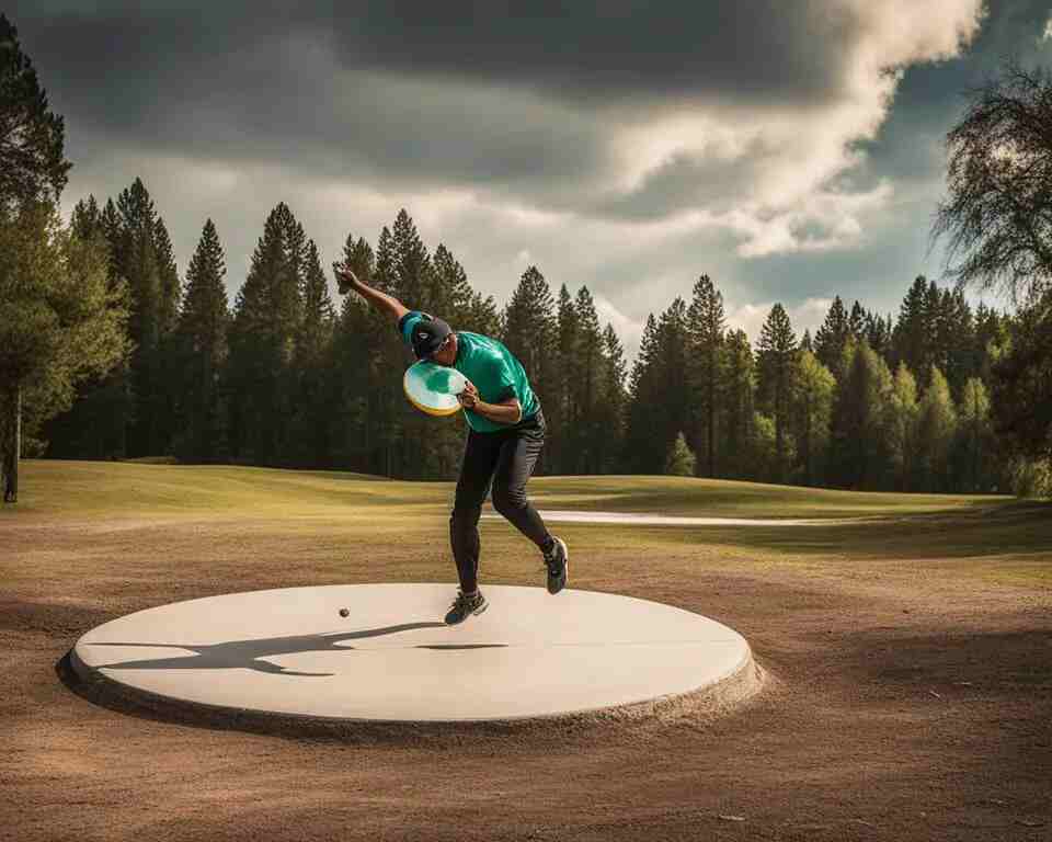A player throwing a disc in a way that avoids obstacles and lands in the perfect spot, highlighting the importance of strategic planning in disc golf.