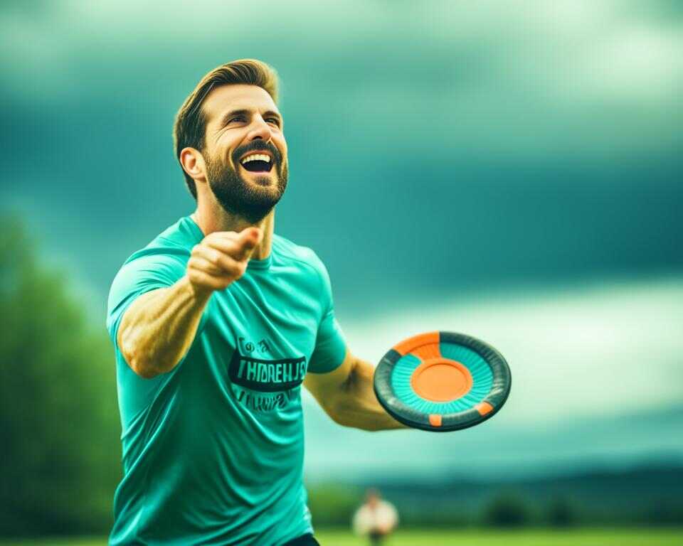 A beginner selecting a disc golf disc to throw.