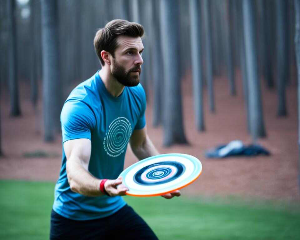A disc golfer throwing the right weighted disc.