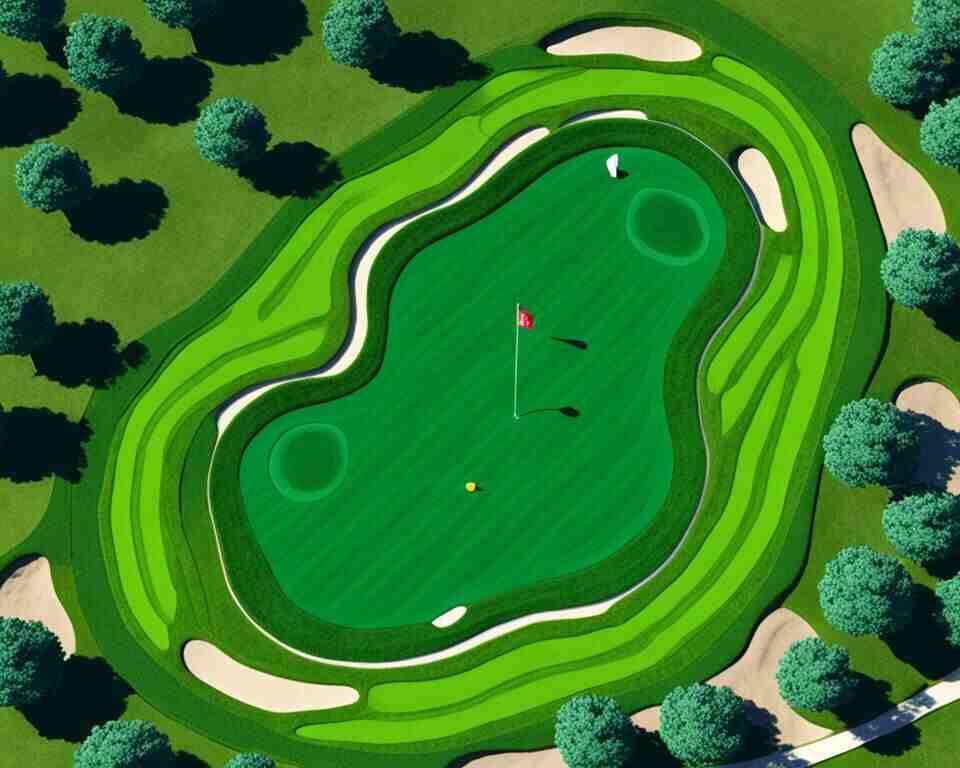 An aerial view of a newly designed disc golf course.