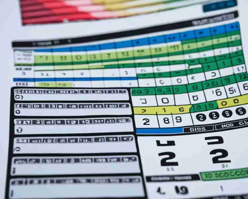 A close-up shot of a disc golf scorecard with a hand holding a pencil, filling out the player's name and scores.