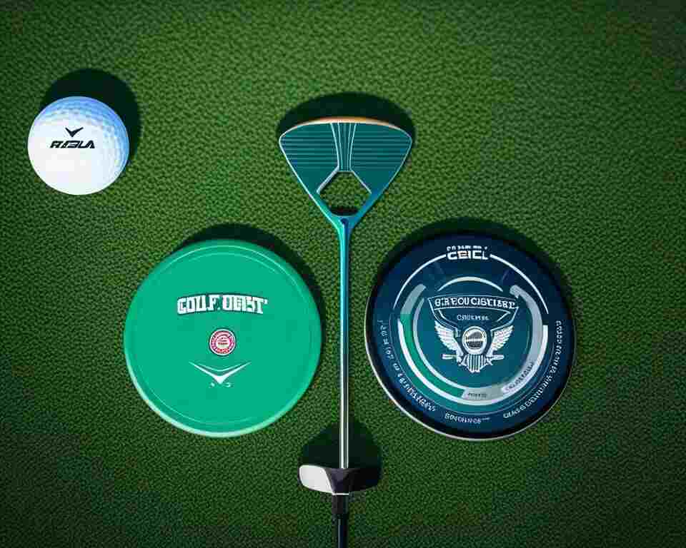 A side-by-side comparison of a golf club and a disc golf disc